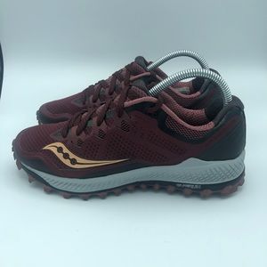 Saucony Women's Peregrine 8 Running Shoe. Color maroon